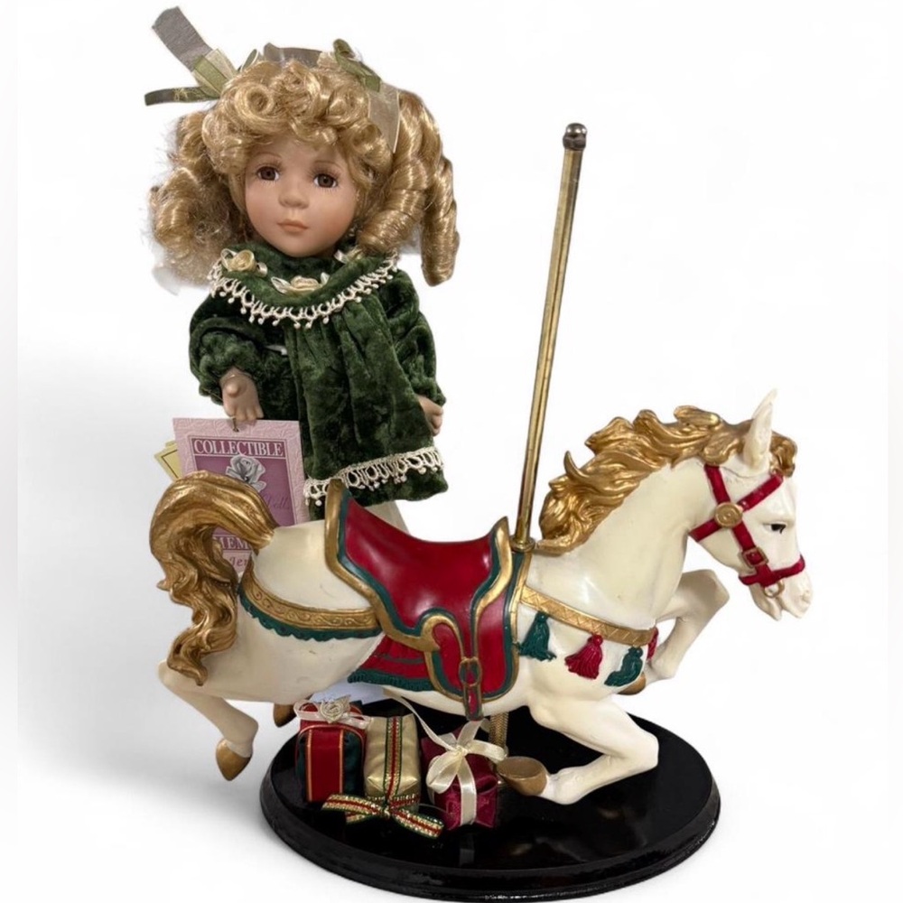 Collectible Memories JENNIFER Vintage Porcelain Doll on Carousel Horse